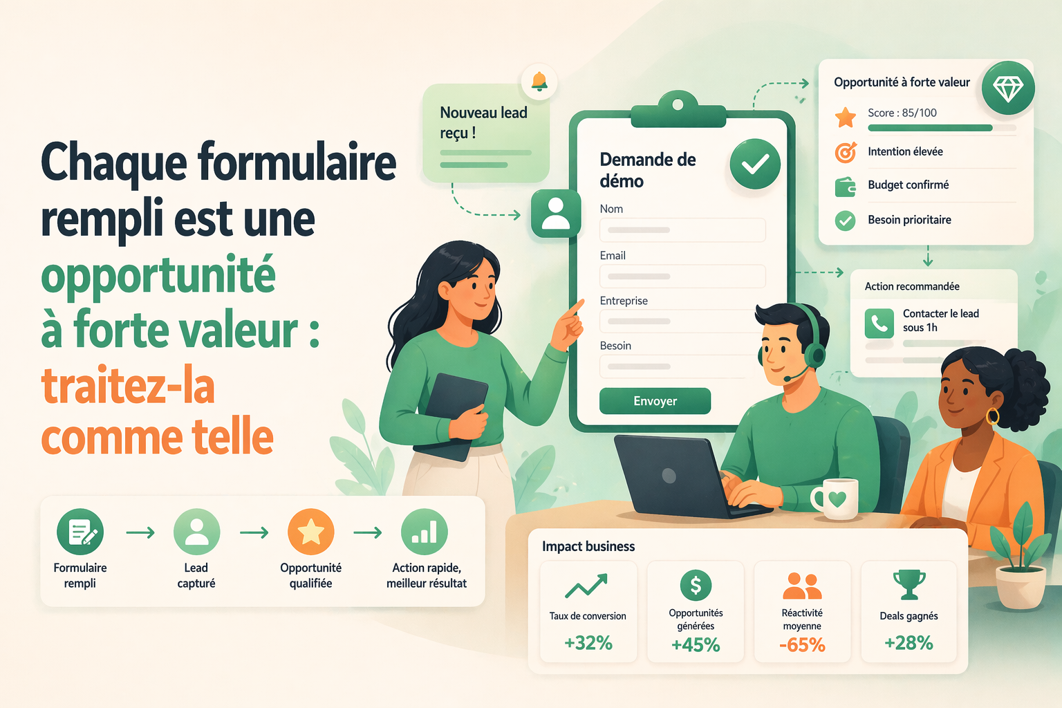 Formulaire rempli transformé en opportunité commerciale