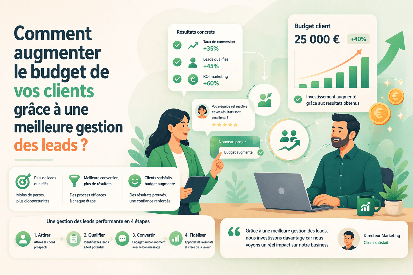 Agence augmentant le budget client grâce à un meilleur suivi des leads
