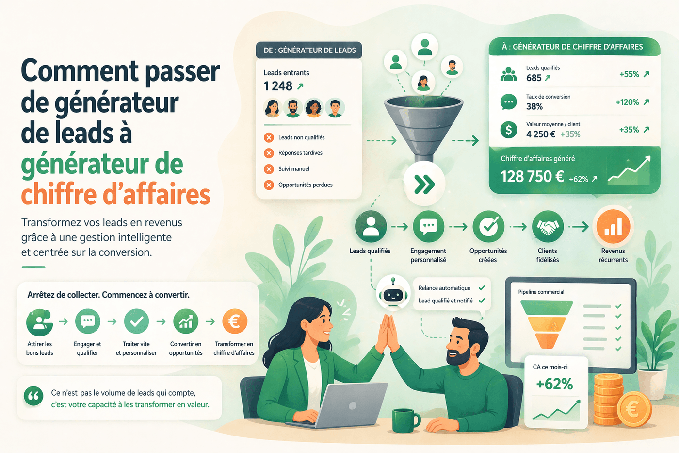 Passage d'un funnel de leads à un funnel de chiffre d'affaires
