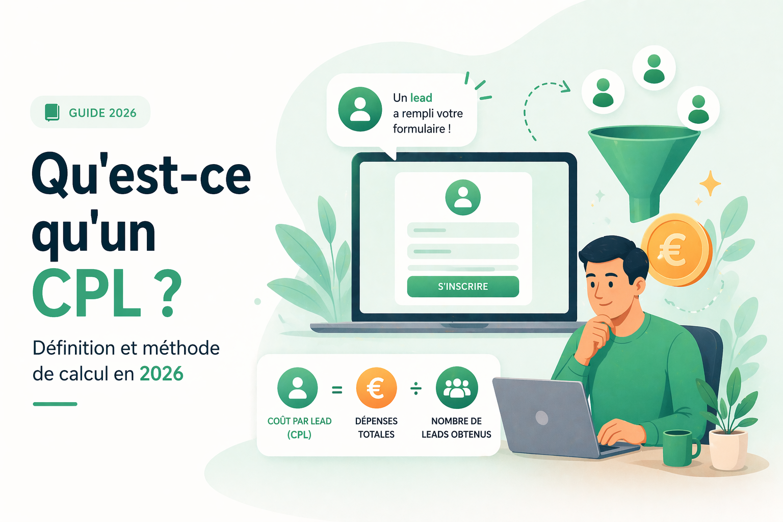 Tableau de bord marketing affichant le coût par lead d'une campagne