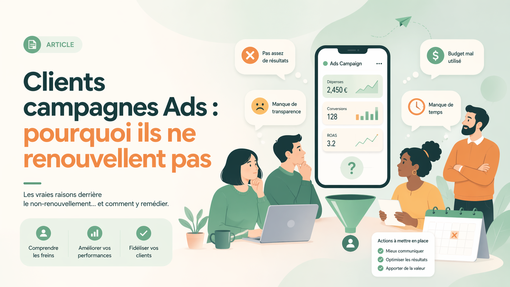 Agence Ads analysant le renouvellement d'une campagne client