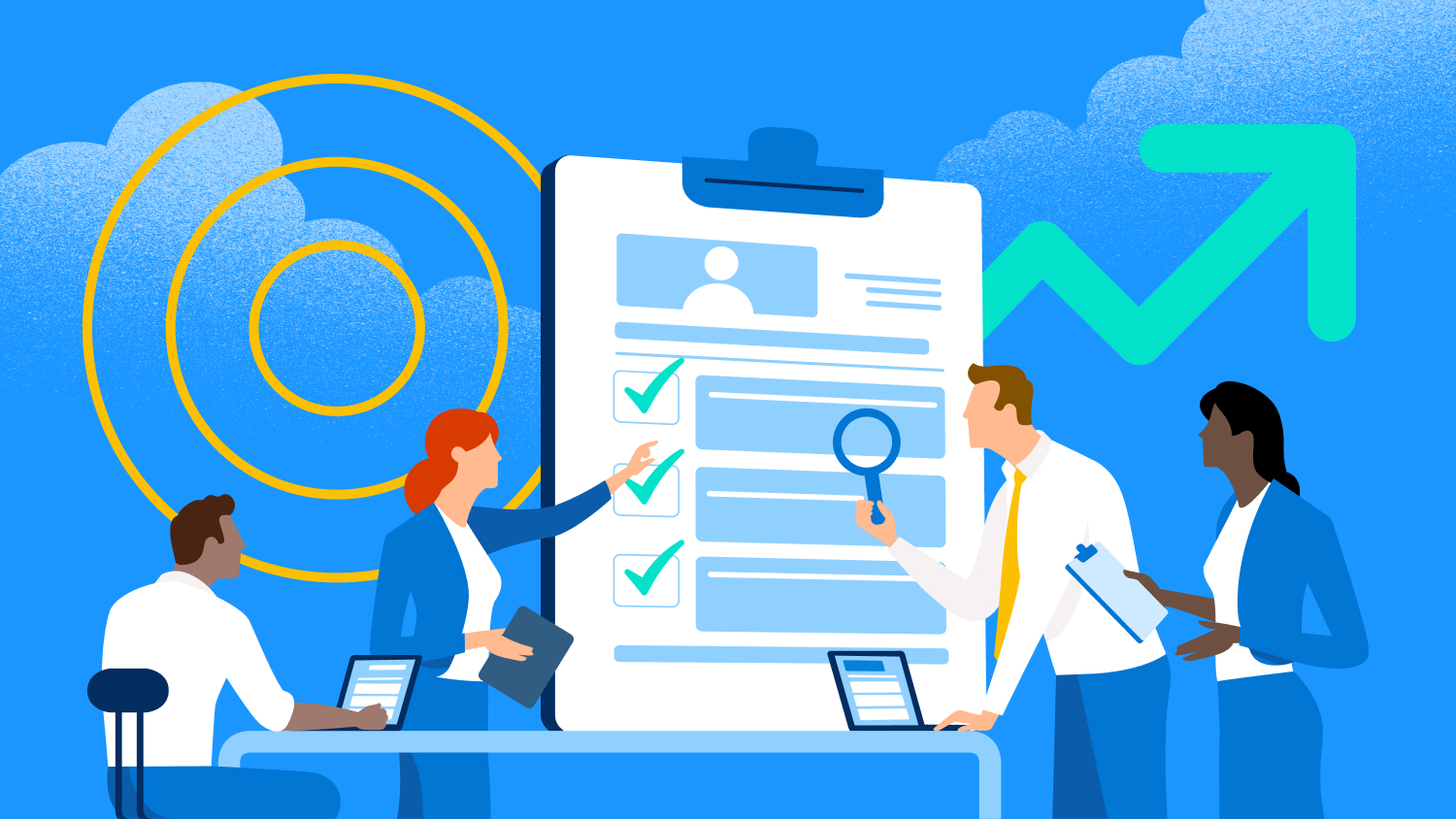 Illustration d'un processus de qualification commerciale avec scoring et tri des leads