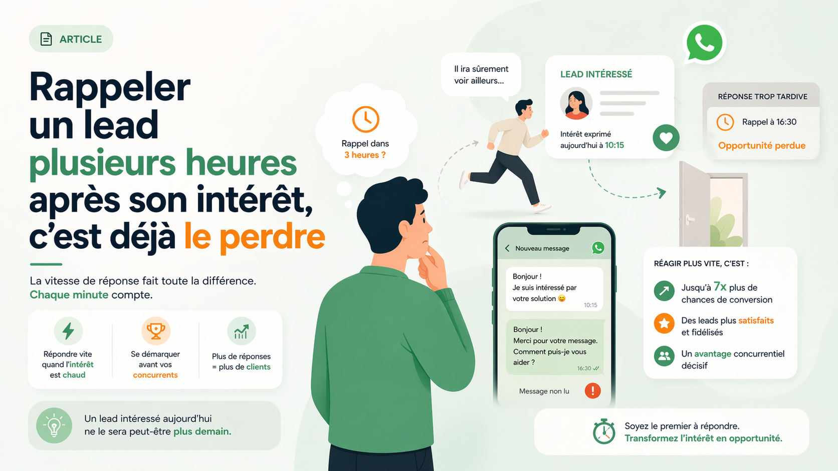 Chronomètre illustrant la perte d'intérêt d'un lead après une demande